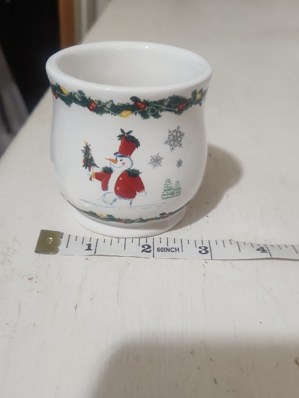 Vintage The White Barn Candle Co Ceramic Snowman Votive Candle Holder Holiday - Picture 5 of 9